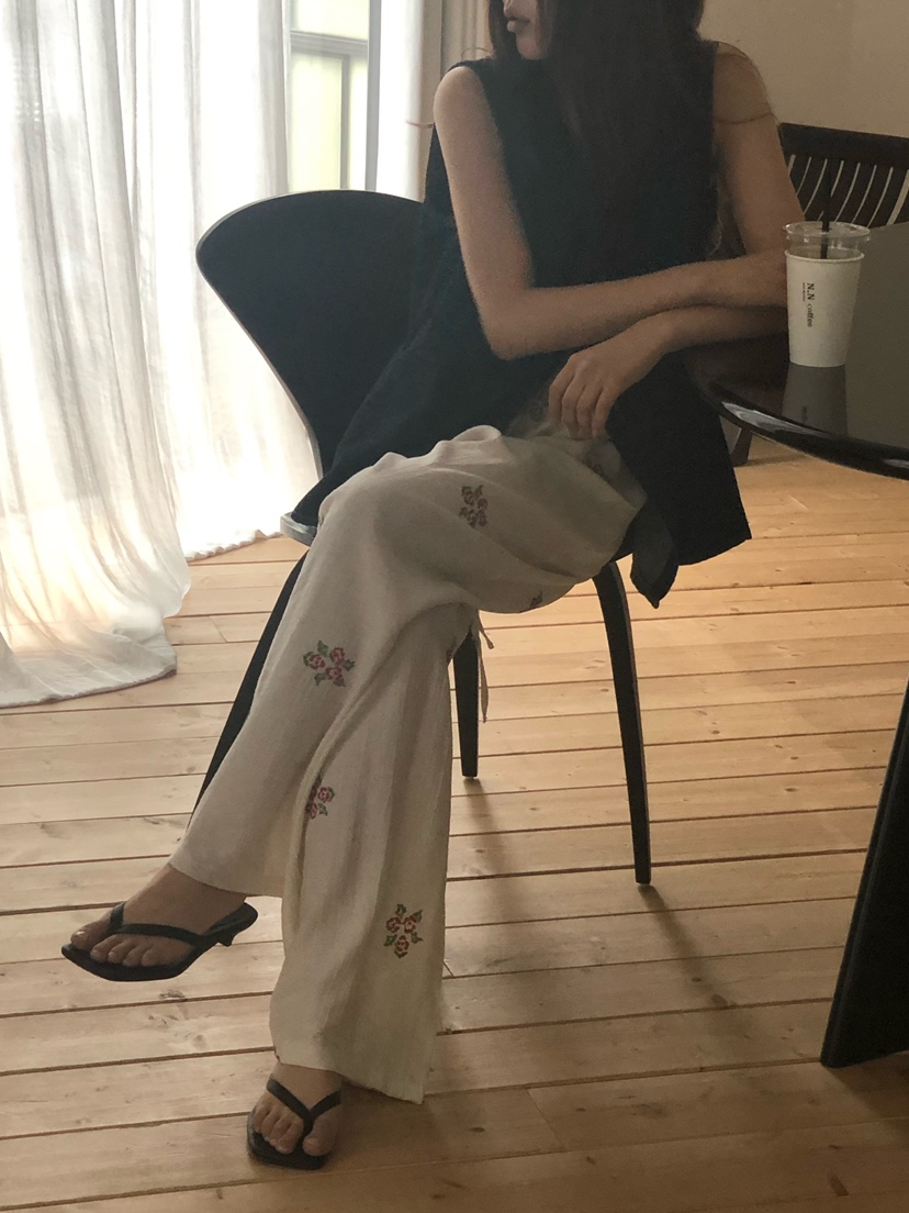 ONDO-P韓國東大門代購女裝新品26春夏人氣推薦休閑褲刺繡ONDO-P休閑褲