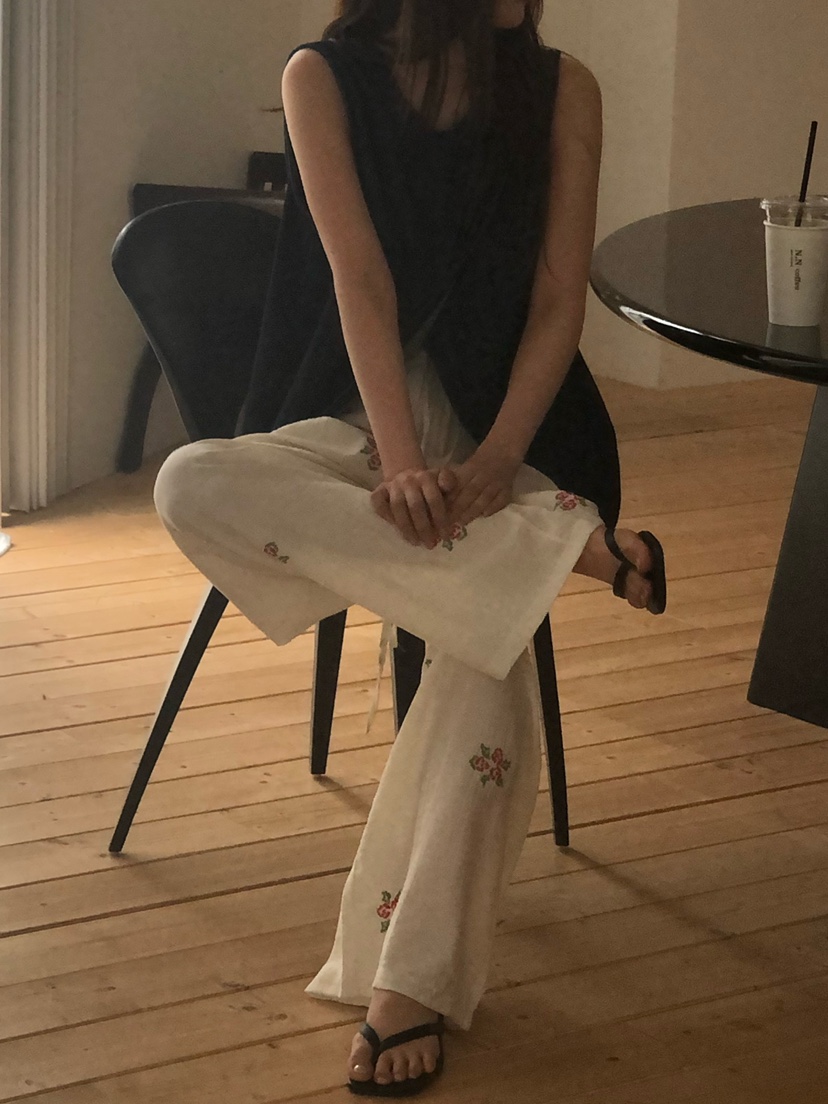 ONDO-P韓國東大門代購女裝新品26春夏人氣推薦休閑褲刺繡ONDO-P休閑褲