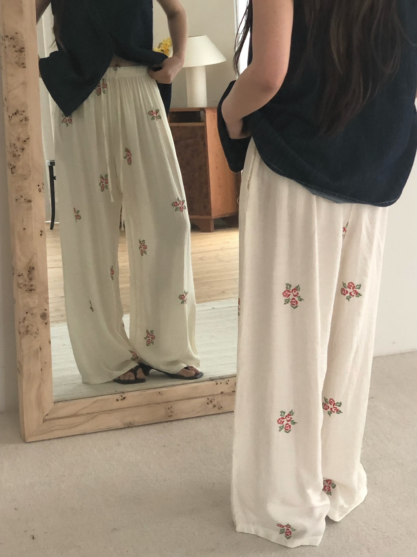 ONDO-P韓國東大門代購女裝新品26春夏人氣推薦休閑褲刺繡ONDO-P休閑褲