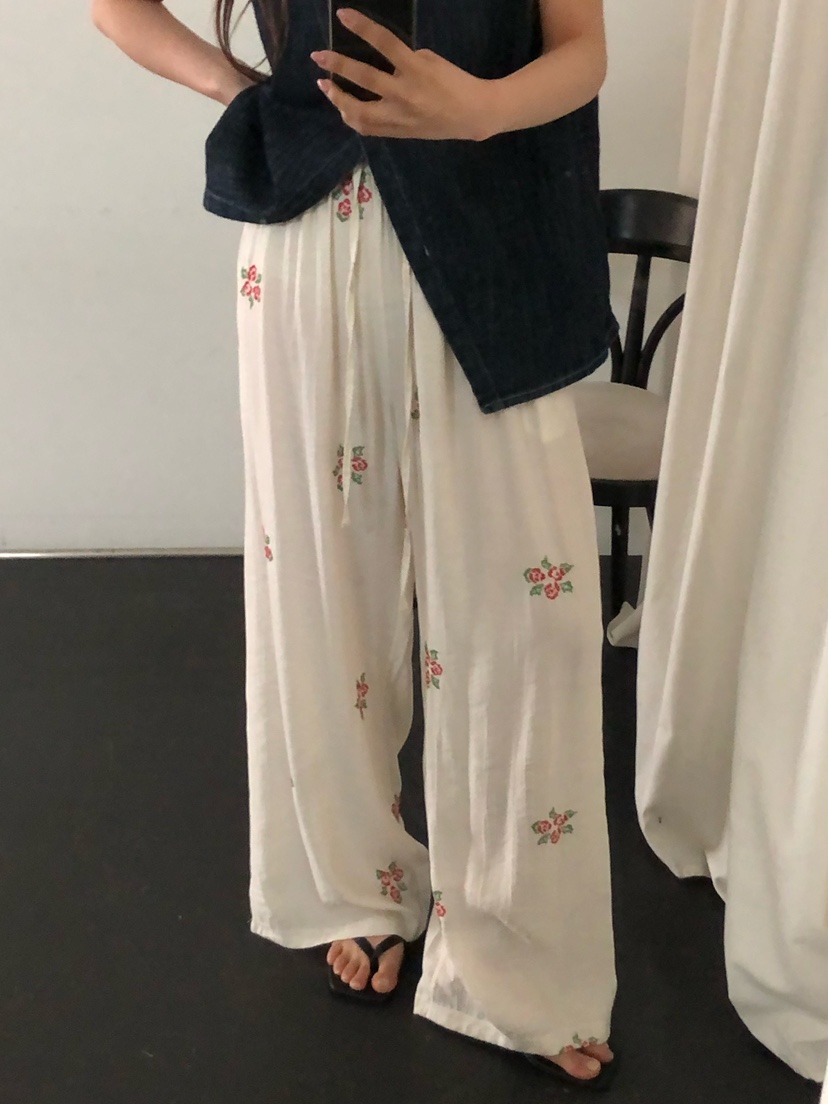 ONDO-P韓國東大門代購女裝新品26春夏人氣推薦休閑褲刺繡ONDO-P休閑褲