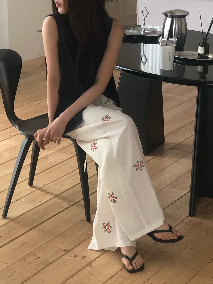 ONDO-P韓國東大門代購女裝新品26春夏人氣推薦休閑褲刺繡ONDO-P休閑褲