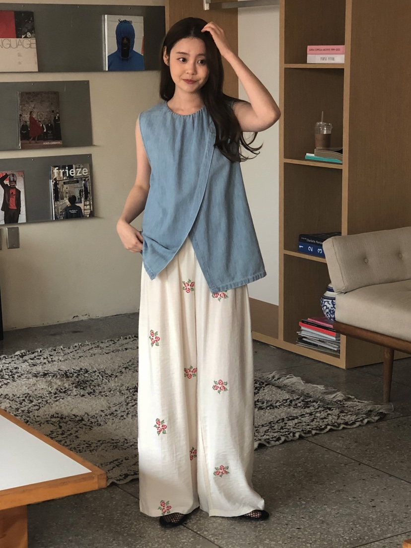 ONDO-P韓國東大門代購女裝新品26春夏人氣推薦休閑褲刺繡ONDO-P休閑褲