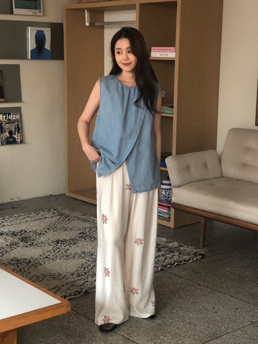 ONDO-P韓國東大門代購女裝新品26春夏人氣推薦休閑褲刺繡ONDO-P休閑褲