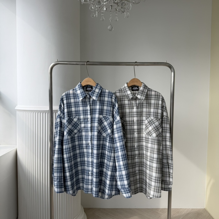 PALETTE-Q韓國東大門直郵女士新品推薦襯衫蕾絲衫格子紐扣PALETTE-Q襯衫/蕾絲衫