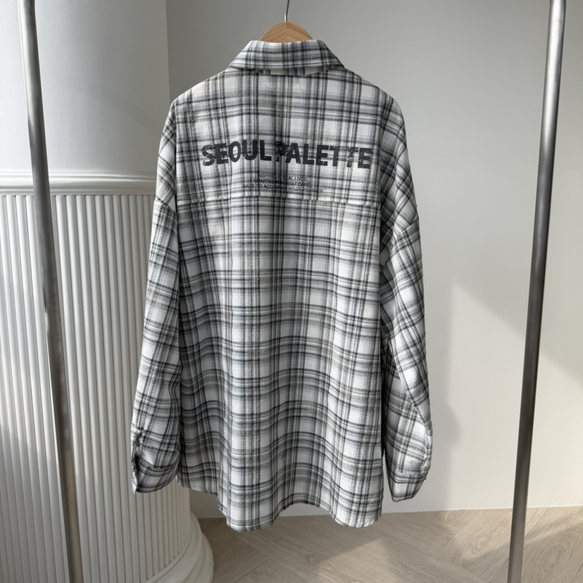 PALETTE-Q韓國東大門直郵女士新品推薦襯衫蕾絲衫格子紐扣PALETTE-Q襯衫/蕾絲衫