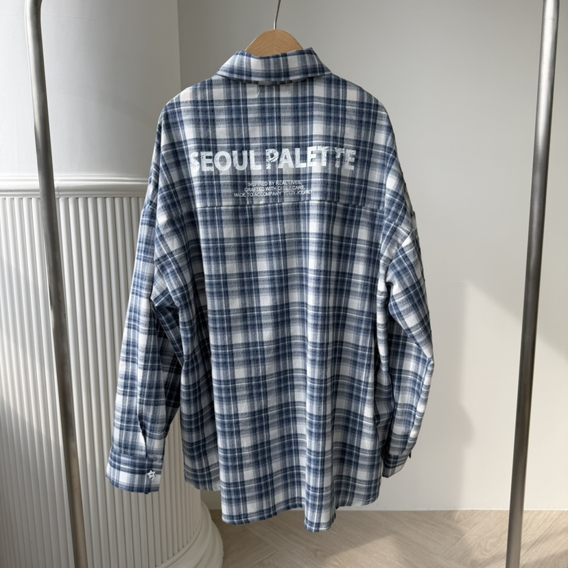 PALETTE-Q韓國東大門直郵女士新品推薦襯衫蕾絲衫格子紐扣PALETTE-Q襯衫/蕾絲衫