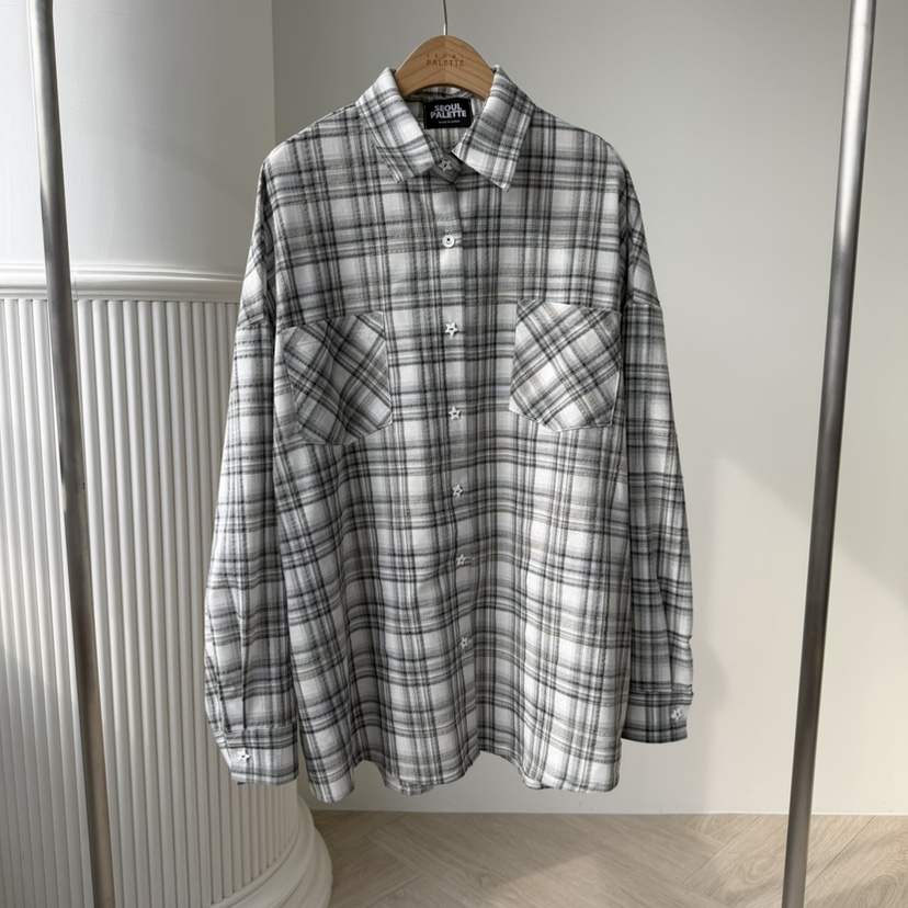 PALETTE-Q韓國東大門直郵女士新品推薦襯衫蕾絲衫格子紐扣PALETTE-Q襯衫/蕾絲衫圖色2