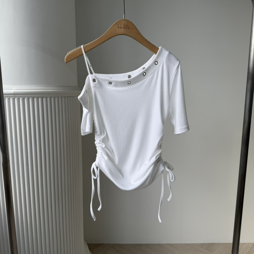 PALETTE-Q韓國東大門代購女士新款人氣推薦時尚T恤不對稱PALETTE-QT恤圖色2