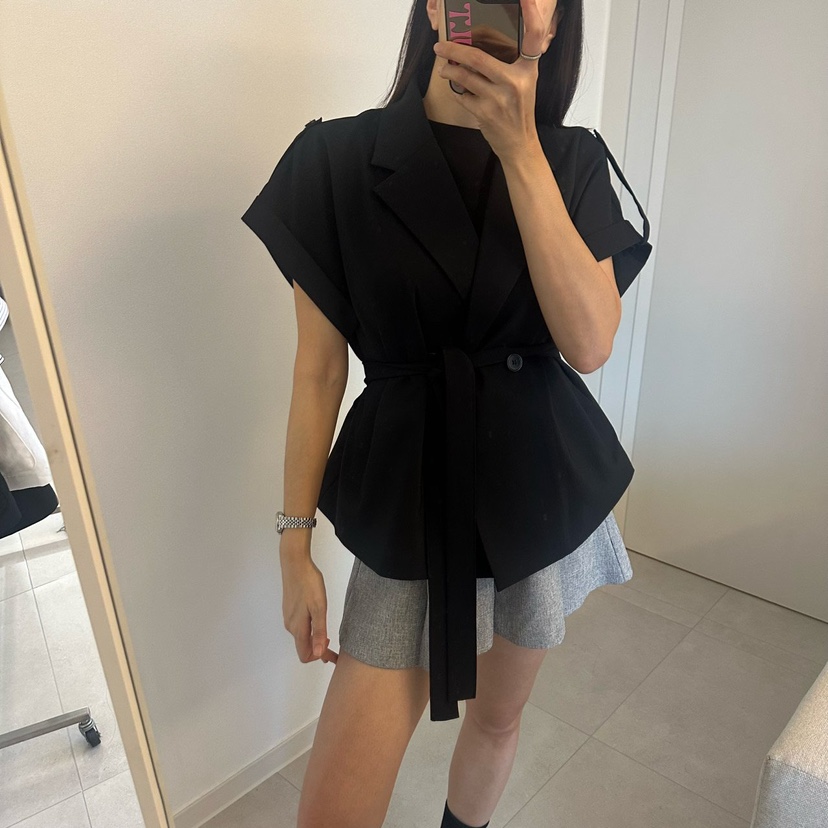SOUIT韓國代購女裝新款熱賣職業人氣26春夏休閑夾克含腰帶SOUIT by mabel-L夾克