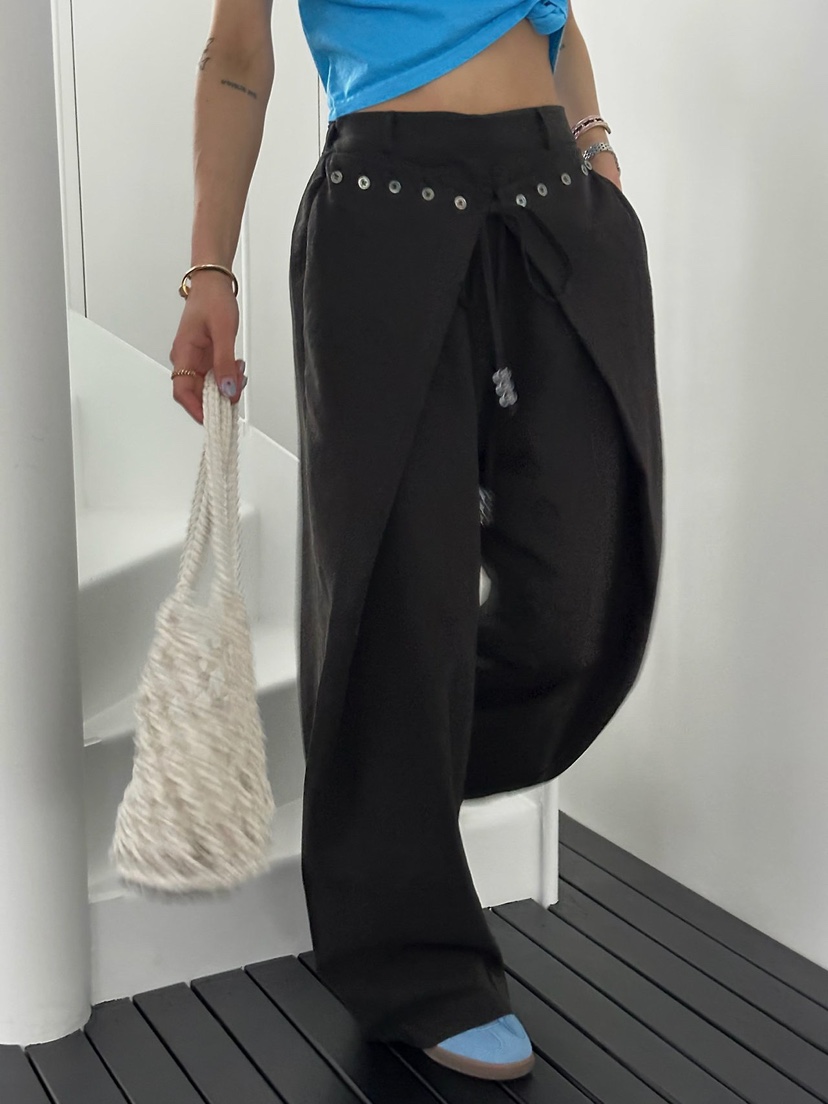 ZEROZERO韓國東大門代購女裝新品時尚休閑26春夏休閑褲闊腿褲ZEROZERO休閑褲圖色3