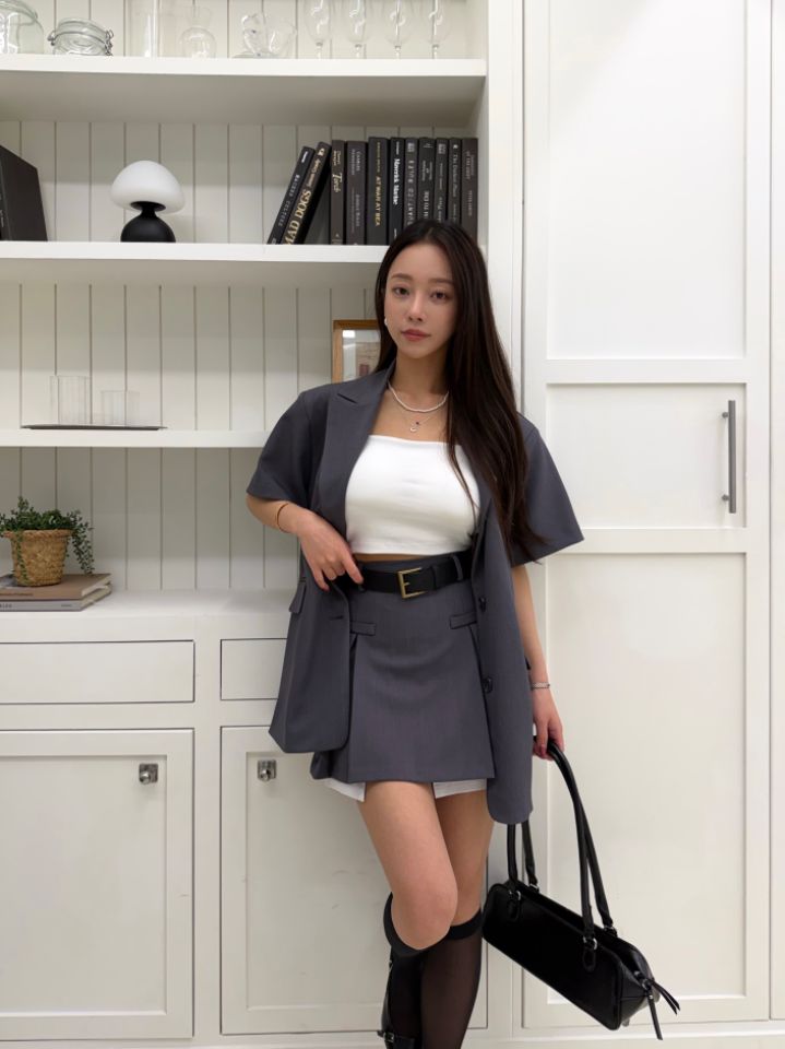 mars韓國代購女裝新品26春夏職業時尚人氣熱賣夾克含腰繩mars夾克