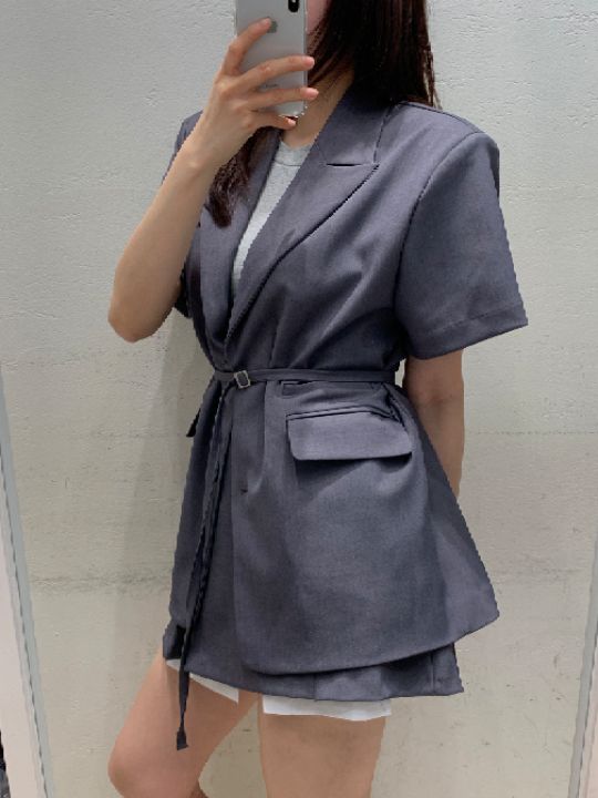 mars韓國代購女裝新品26春夏職業時尚人氣熱賣夾克含腰繩mars夾克