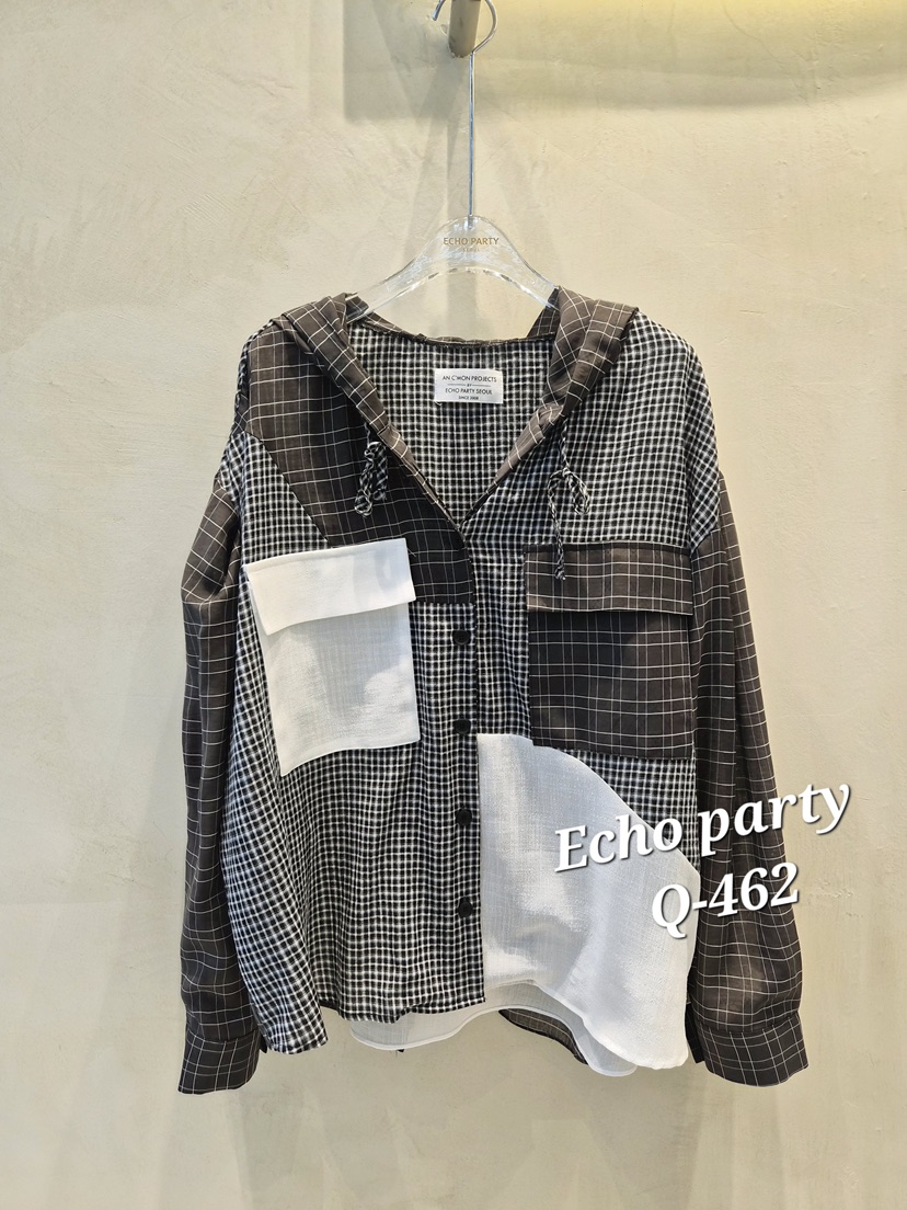 ECHOPARTY韓國東大門直郵女裝新款推薦人氣襯衫蕾絲衫連帽衫ECHOPARTY襯衫/蕾絲衫圖色2