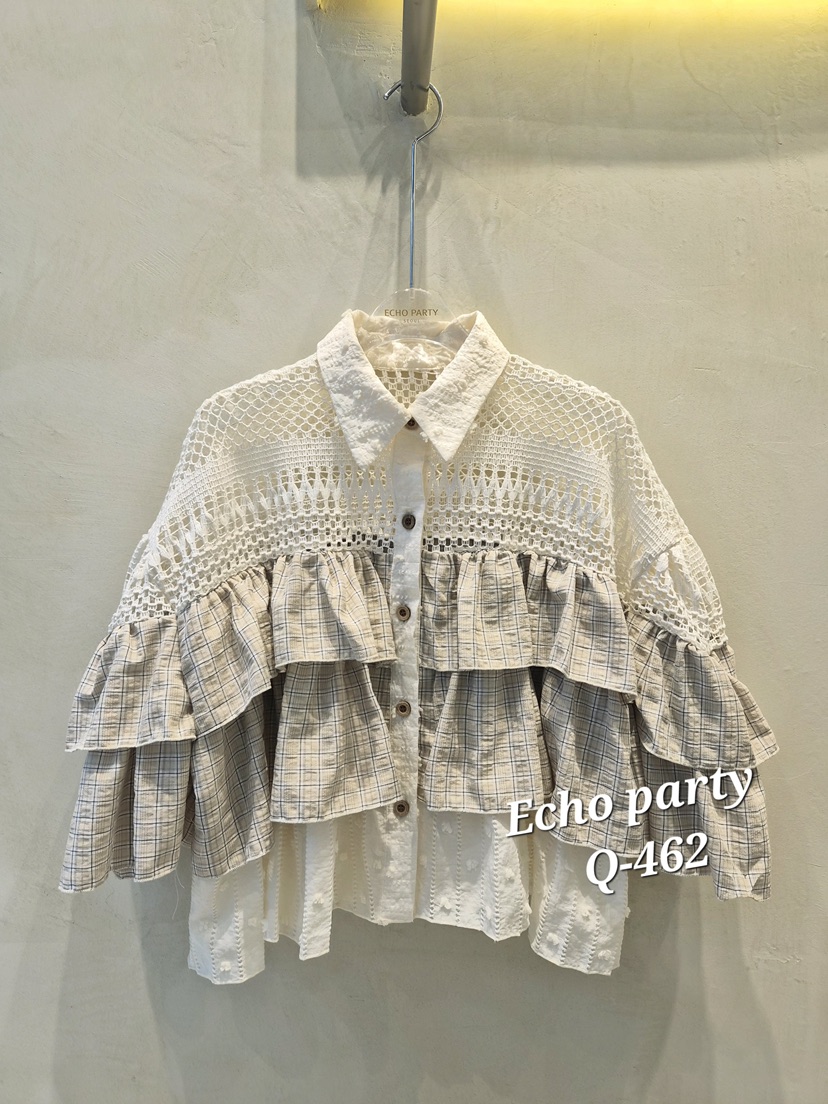 ECHOPARTY韓國東大門直郵女裝新款時尚推薦熱賣襯衫蕾絲衫ECHOPARTY襯衫/蕾絲衫圖色1