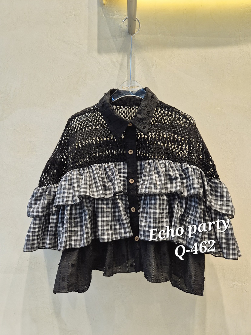 ECHOPARTY韓國東大門直郵女裝新款時尚推薦熱賣襯衫蕾絲衫ECHOPARTY襯衫/蕾絲衫圖色2