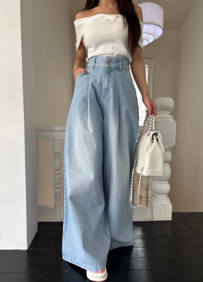 mars韓國直郵女裝新款熱賣推薦休閑職業時尚26春夏牛仔褲褶裥mars牛仔褲