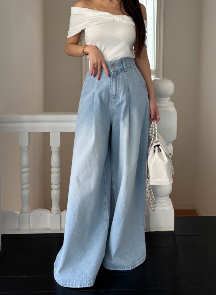 mars韓國直郵女裝新款熱賣推薦休閑職業時尚26春夏牛仔褲褶裥mars牛仔褲