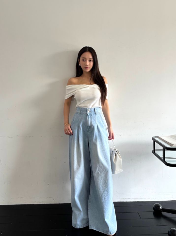 mars韓國直郵女裝新款熱賣推薦休閑職業時尚26春夏牛仔褲褶裥mars牛仔褲