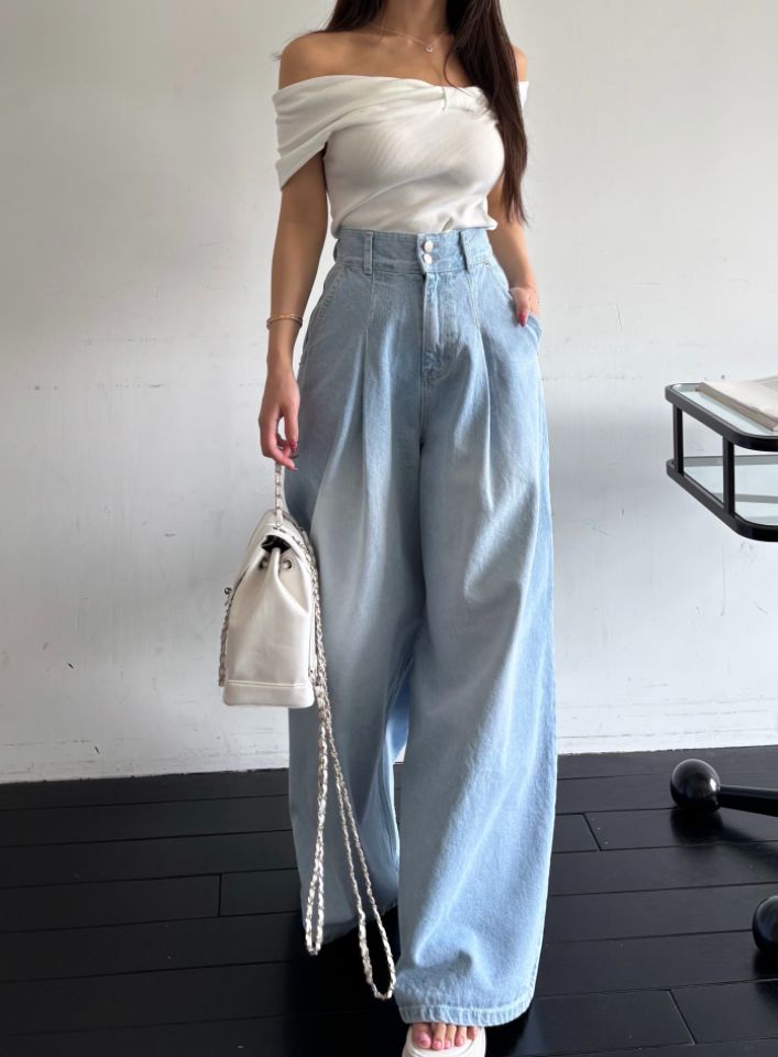 mars韓國直郵女裝新款熱賣推薦休閑職業時尚26春夏牛仔褲褶裥mars牛仔褲