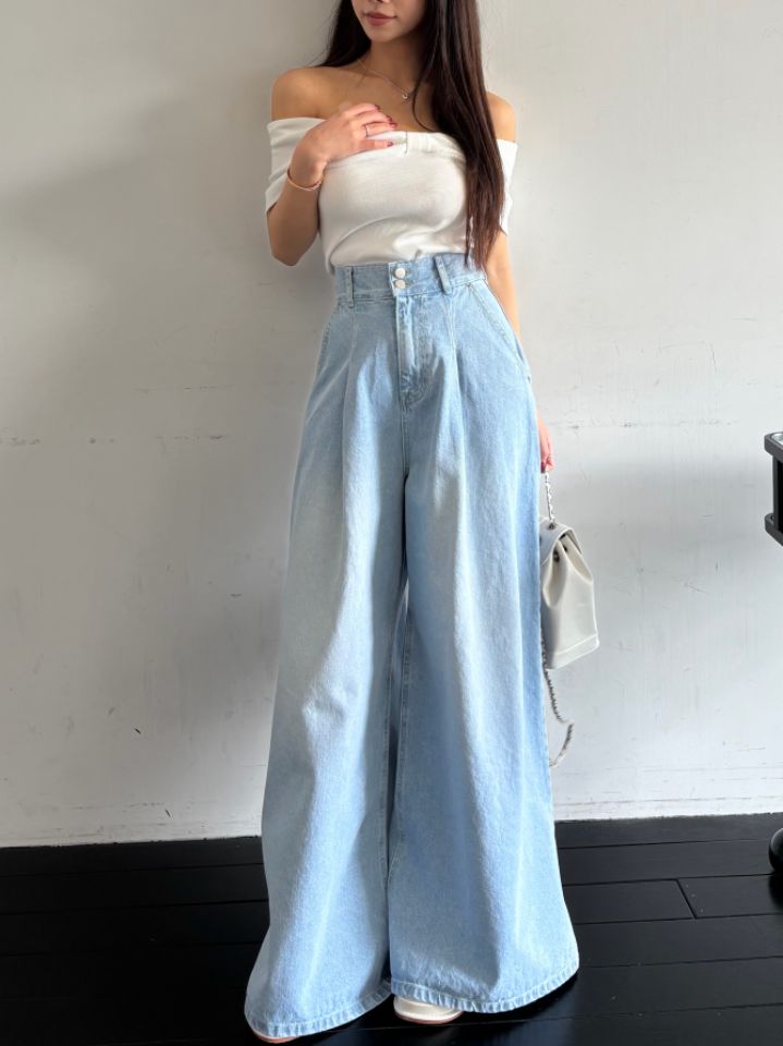 mars韓國直郵女裝新款熱賣推薦休閑職業時尚26春夏牛仔褲褶裥mars牛仔褲