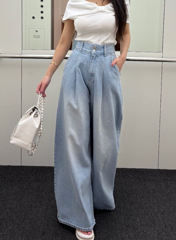 mars韓國直郵女裝新款熱賣推薦休閑職業時尚26春夏牛仔褲褶裥mars牛仔褲