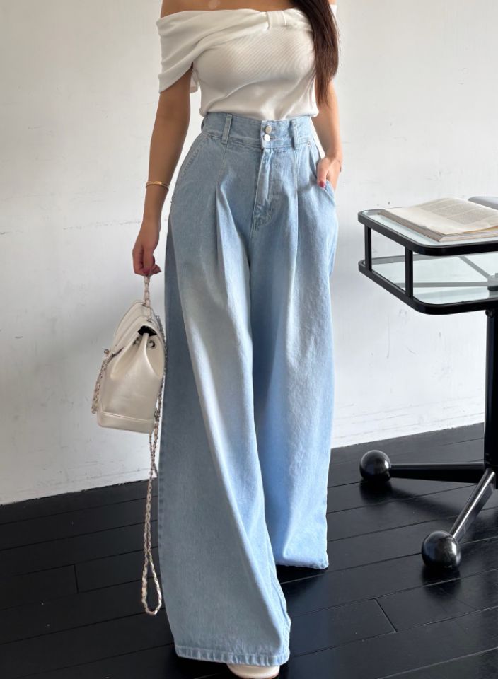 mars韓國直郵女裝新款熱賣推薦休閑職業時尚26春夏牛仔褲褶裥mars牛仔褲