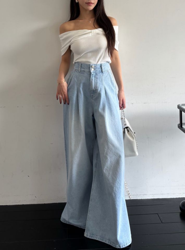 mars韓國直郵女裝新款熱賣推薦休閑職業時尚26春夏牛仔褲褶裥mars牛仔褲