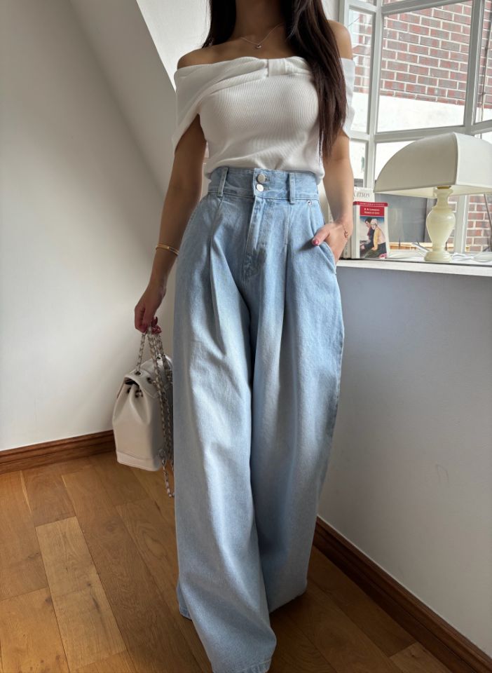 mars韓國直郵女裝新款熱賣推薦休閑職業時尚26春夏牛仔褲褶裥mars牛仔褲