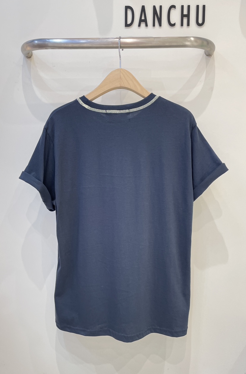 DANCHU韓國東大門直郵女士新款時尚26春夏熱賣休閑T恤撞色DANCHUT恤