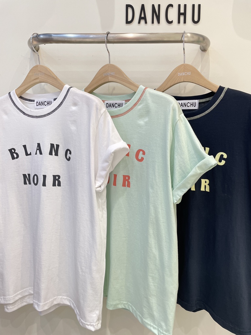 DANCHU韓國東大門直郵女士新款時尚26春夏熱賣休閑T恤撞色DANCHUT恤