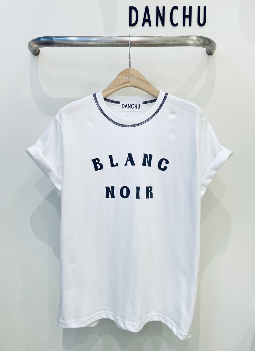 DANCHU韓國東大門直郵女士新款時尚26春夏熱賣休閑T恤撞色DANCHUT恤圖色1