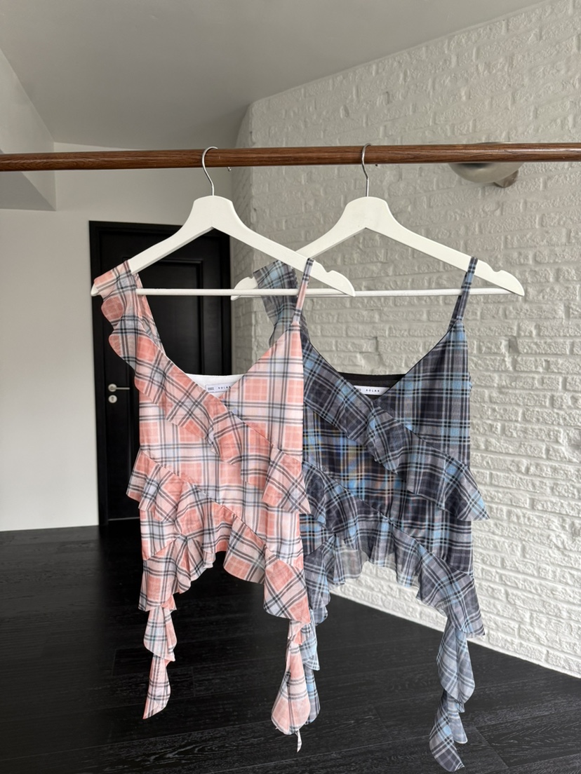 SOLAR韓國直郵實拍女士新品推薦26春夏休閑時尚吊帶背心格子SOLAR吊帶/背心