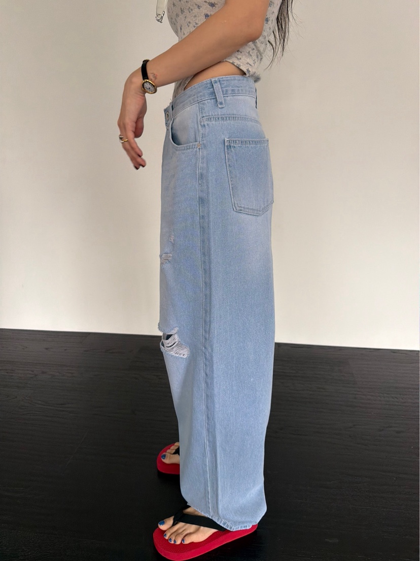 SOLAR韓國直郵女士新品熱賣時尚人氣推薦休閑職業牛仔褲破洞SOLAR牛仔褲