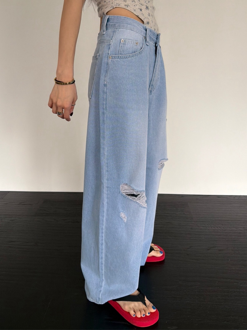 SOLAR韓國直郵女士新品熱賣時尚人氣推薦休閑職業牛仔褲破洞SOLAR牛仔褲