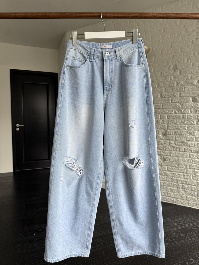 SOLAR韓國直郵女士新品熱賣時尚人氣推薦休閑職業牛仔褲破洞SOLAR牛仔褲圖色1