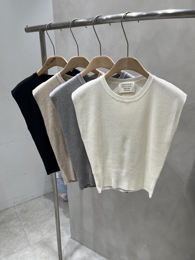 EVERCOMMERCE METICULOUSLY DESIGNED韓國直郵女士新款休閑吊帶背心羅紋EVERCOMMERCE METICULOUSLY DESIGNED吊帶/背心