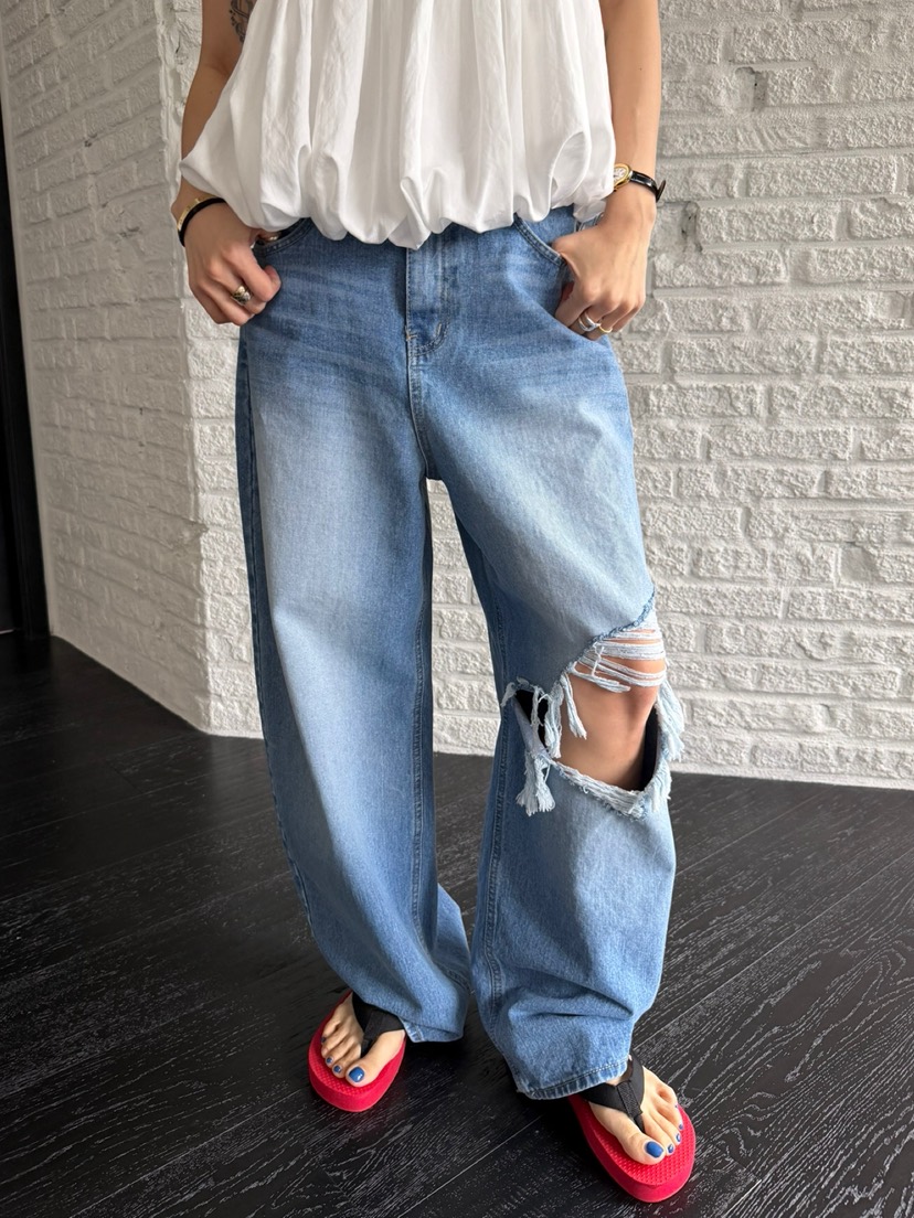 SOLAR韓國東大門代購女士新款推薦人氣熱賣職業牛仔褲破洞SOLAR牛仔褲