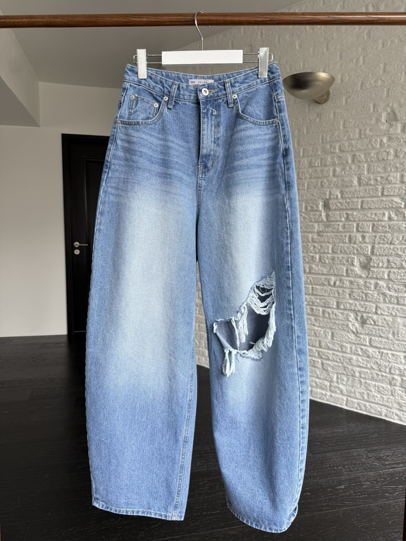 SOLAR韓國東大門代購女士新款推薦人氣熱賣職業牛仔褲破洞SOLAR牛仔褲圖色1