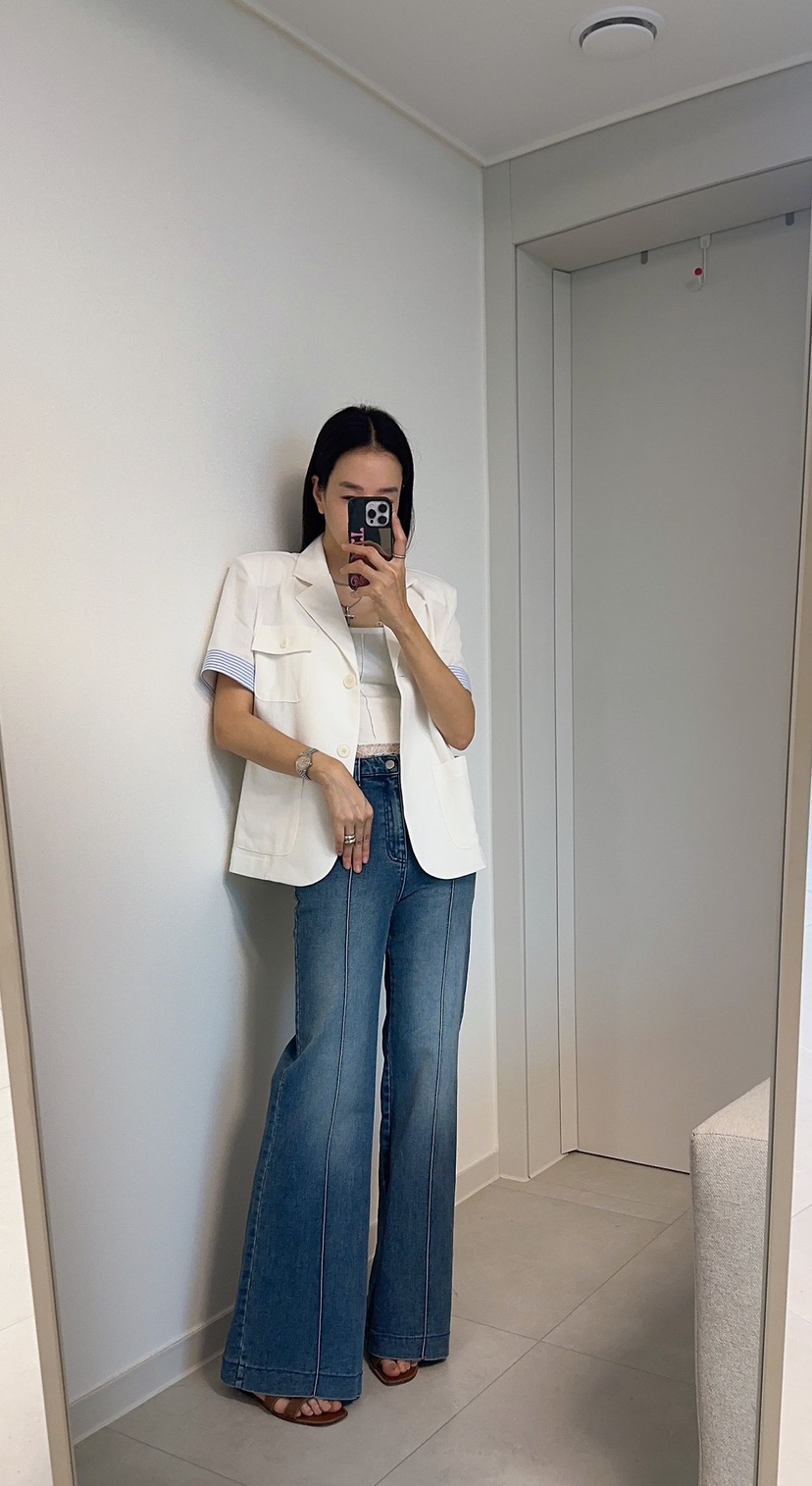 SOUIT韓國直郵女士新款職業26春夏時尚休閑熱賣夾克撞色亞麻SOUIT by mabel-L夾克