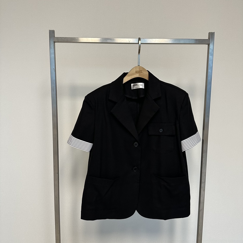 SOUIT韓國直郵女士新款職業26春夏時尚休閑熱賣夾克撞色亞麻SOUIT by mabel-L夾克