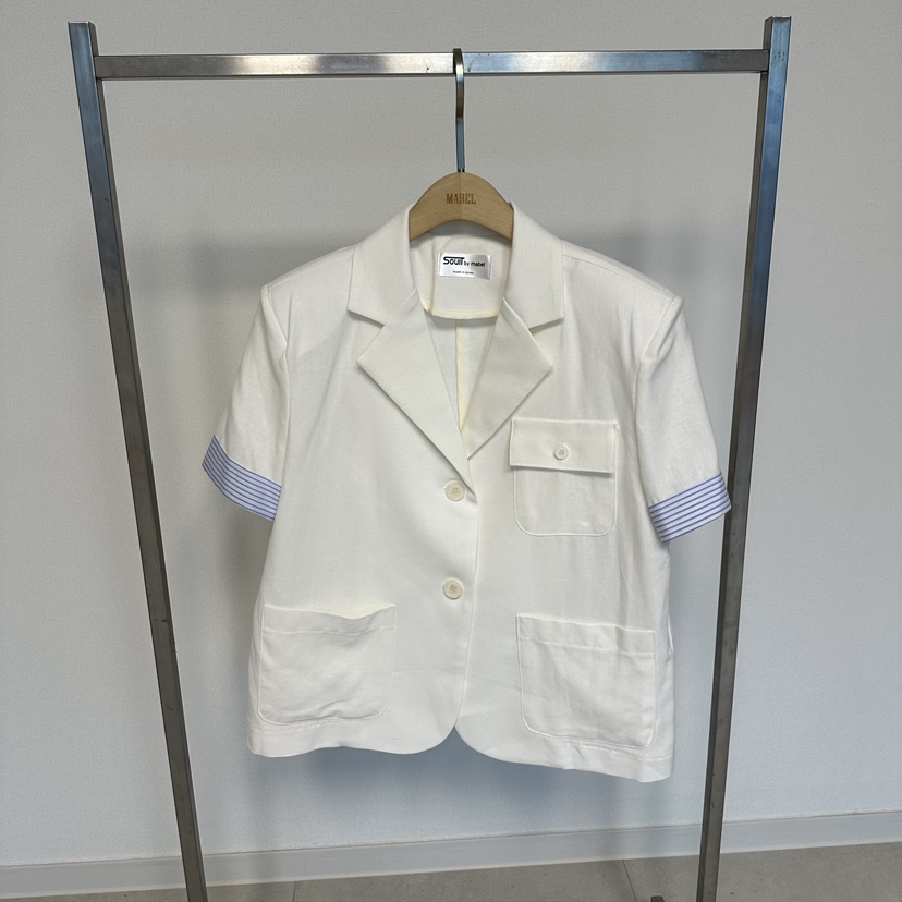 SOUIT韓國直郵女士新款職業26春夏時尚休閑熱賣夾克撞色亞麻SOUIT by mabel-L夾克