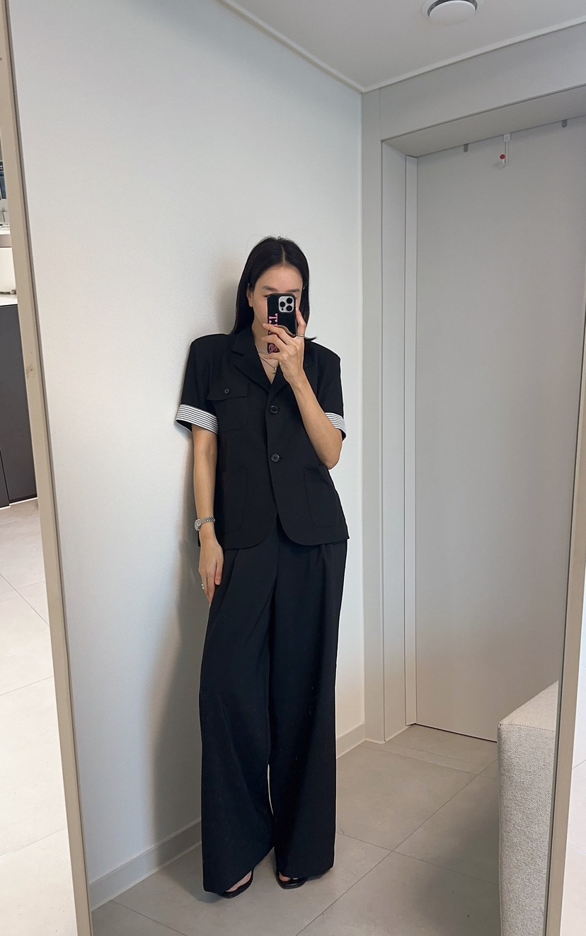 SOUIT韓國直郵女士新款職業26春夏時尚休閑熱賣夾克撞色亞麻SOUIT by mabel-L夾克