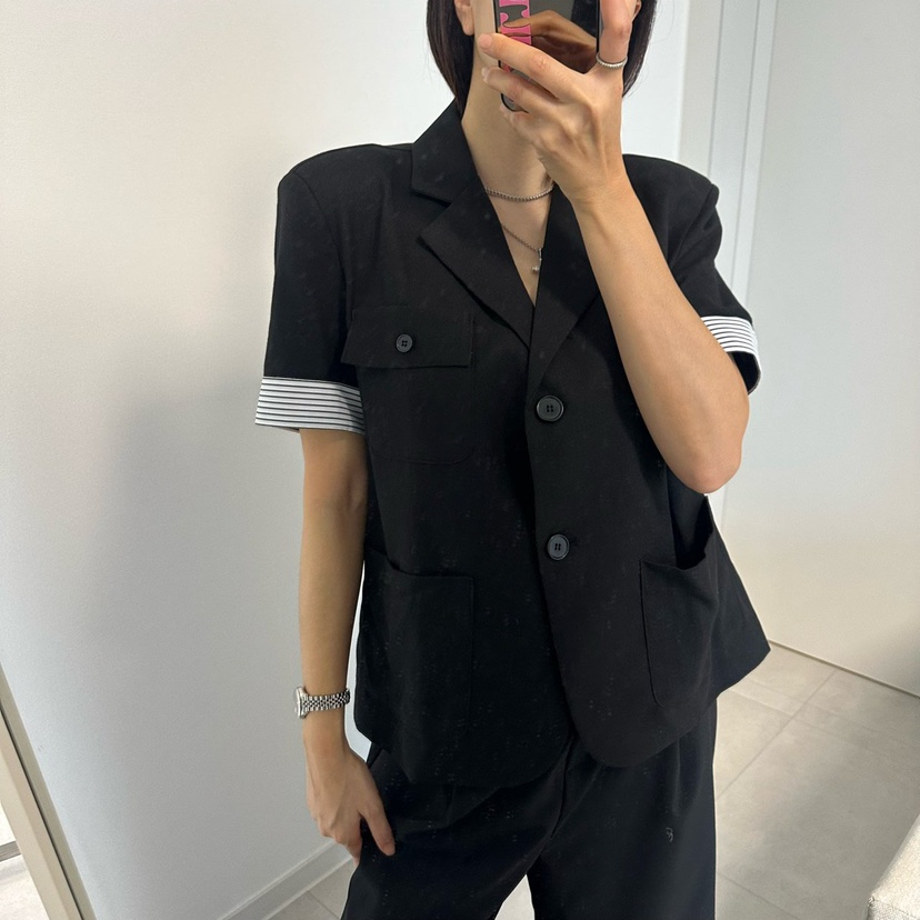 SOUIT韓國直郵女士新款職業26春夏時尚休閑熱賣夾克撞色亞麻SOUIT by mabel-L夾克圖色2