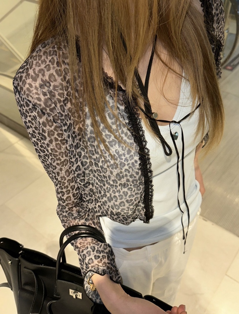 ZEROZERO韓國直郵實拍女士新品職業襯衫蕾絲衫豹紋透視開衫ZEROZERO襯衫/蕾絲衫