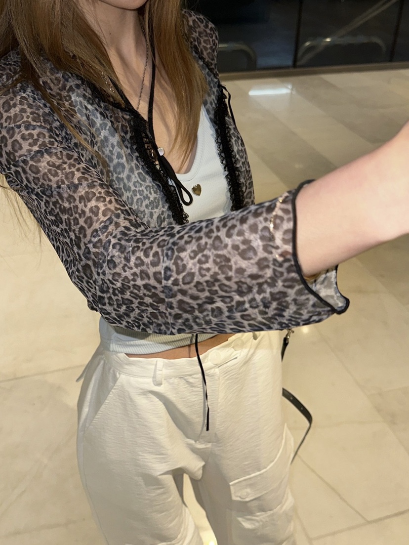 ZEROZERO韓國直郵實拍女士新品職業襯衫蕾絲衫豹紋透視開衫ZEROZERO襯衫/蕾絲衫