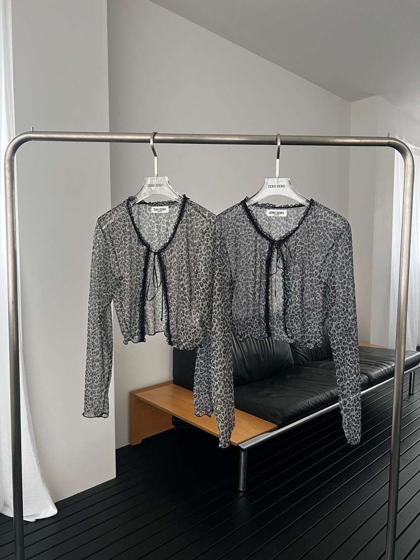 ZEROZERO韓國直郵實拍女士新品職業襯衫蕾絲衫豹紋透視開衫ZEROZERO襯衫/蕾絲衫圖色2左二色