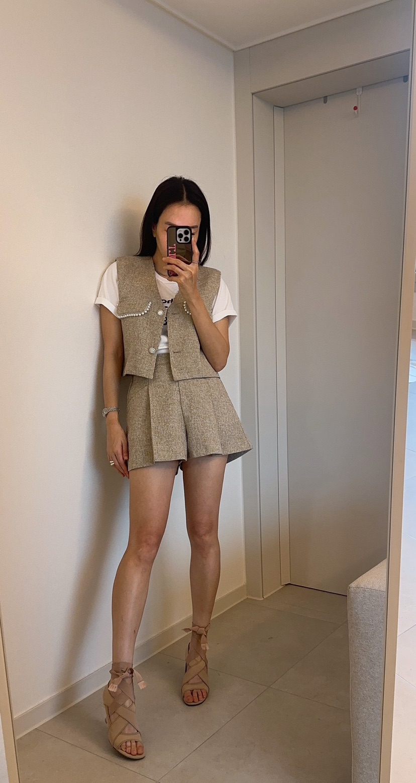 SOUIT韓國東大門直郵女裝新品職業休閑26春夏人氣裙褲粗花呢SOUIT by mabel-L裙褲