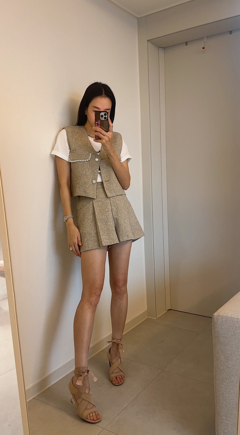 SOUIT韓國東大門直郵女裝新品職業休閑26春夏人氣裙褲粗花呢SOUIT by mabel-L裙褲