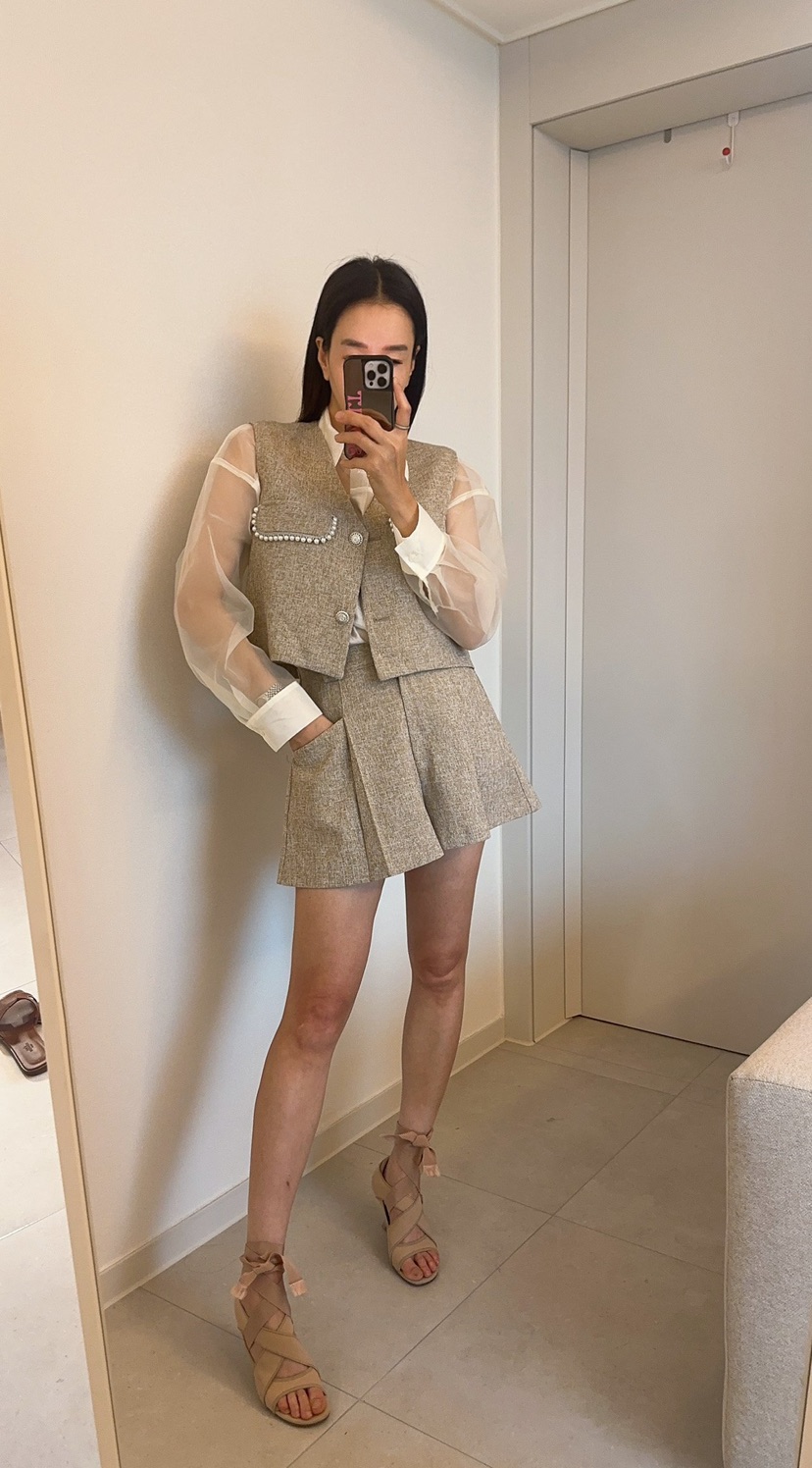 SOUIT韓國東大門直郵女裝新品職業休閑26春夏人氣裙褲粗花呢SOUIT by mabel-L裙褲