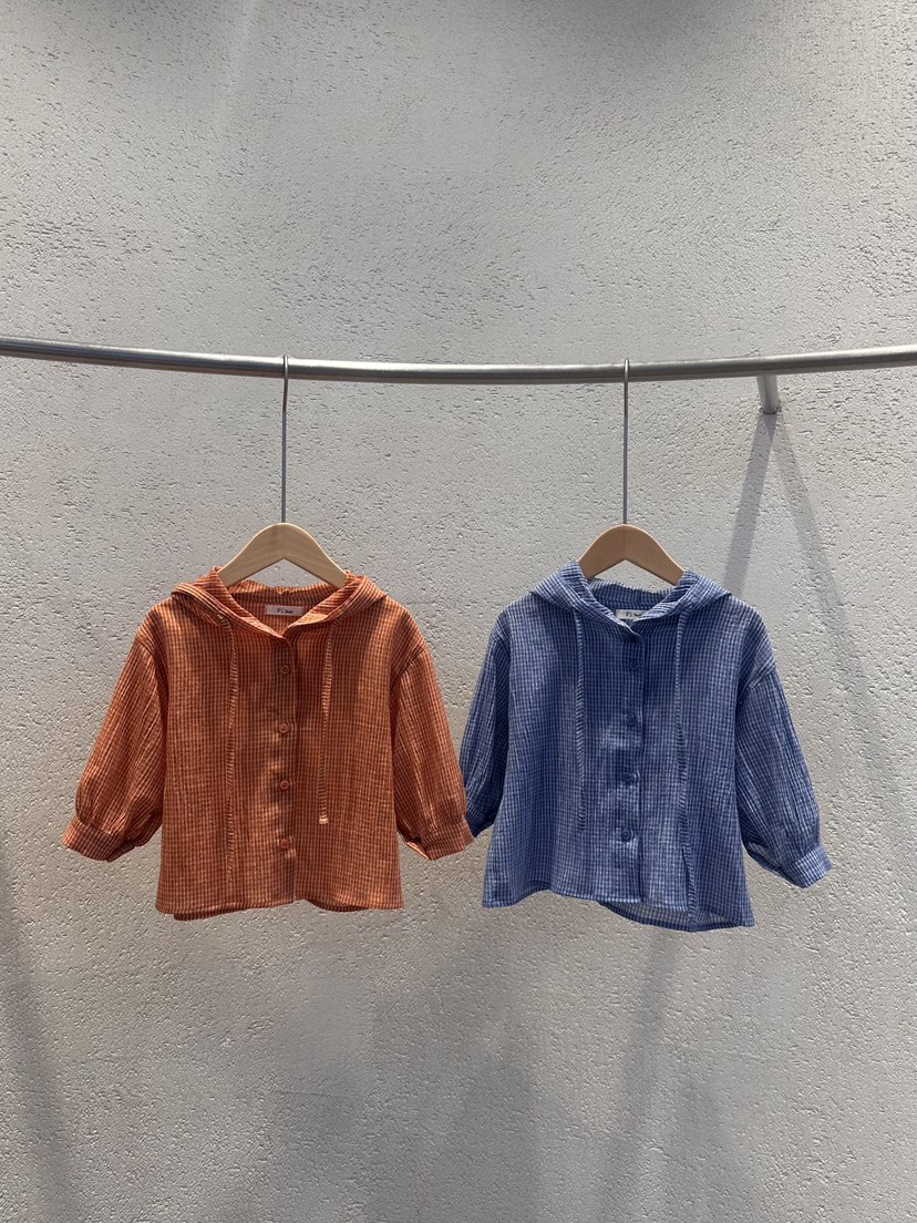 THE LINE-Q韓國直郵女裝新品熱賣襯衫蕾絲衫連帽衫格子童裝THE LINE-Q襯衫/蕾絲衫